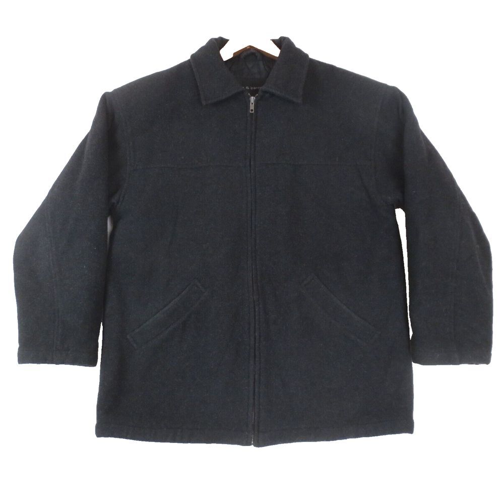Croft & Barrow Jacket Mens Medium‎ Charcoal Full Zip Wool Blend Quilted Lining